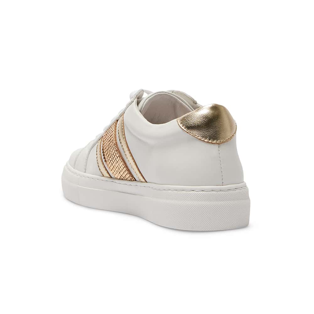 Bellevue Sneaker in White And Gold Leather