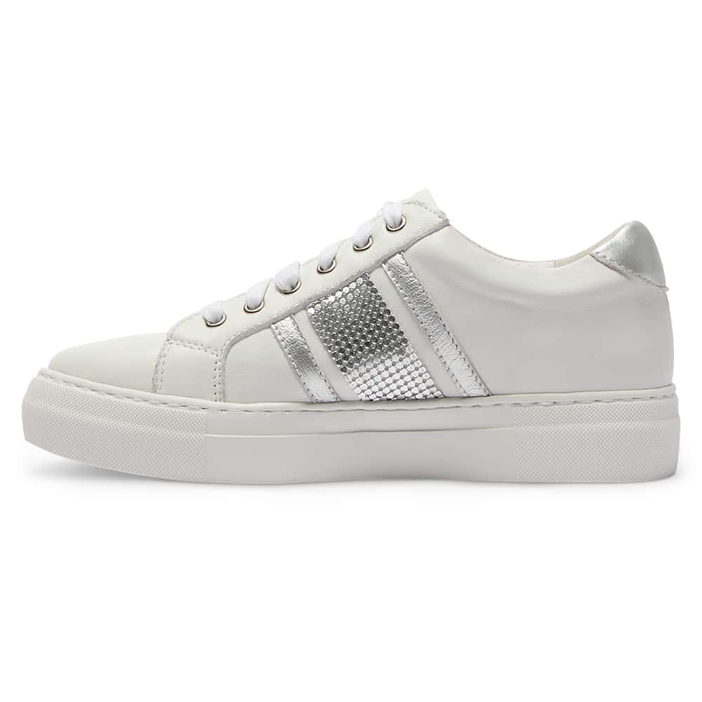 Bellevue Sneaker in White And Silver Leather