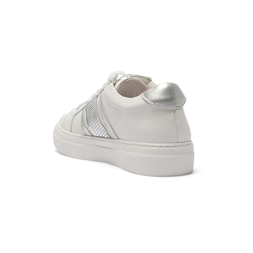 Bellevue Sneaker in White And Silver Leather