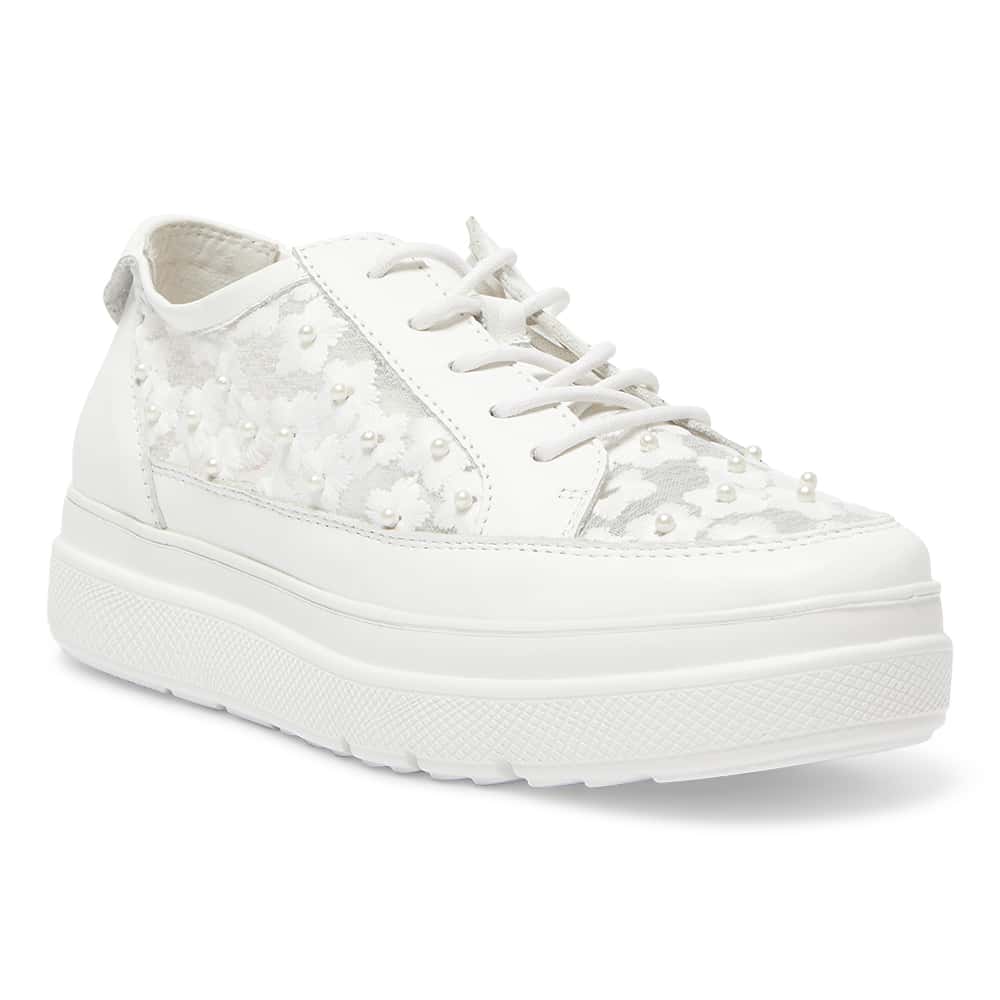 Benny Sneaker in White Pearl Leather