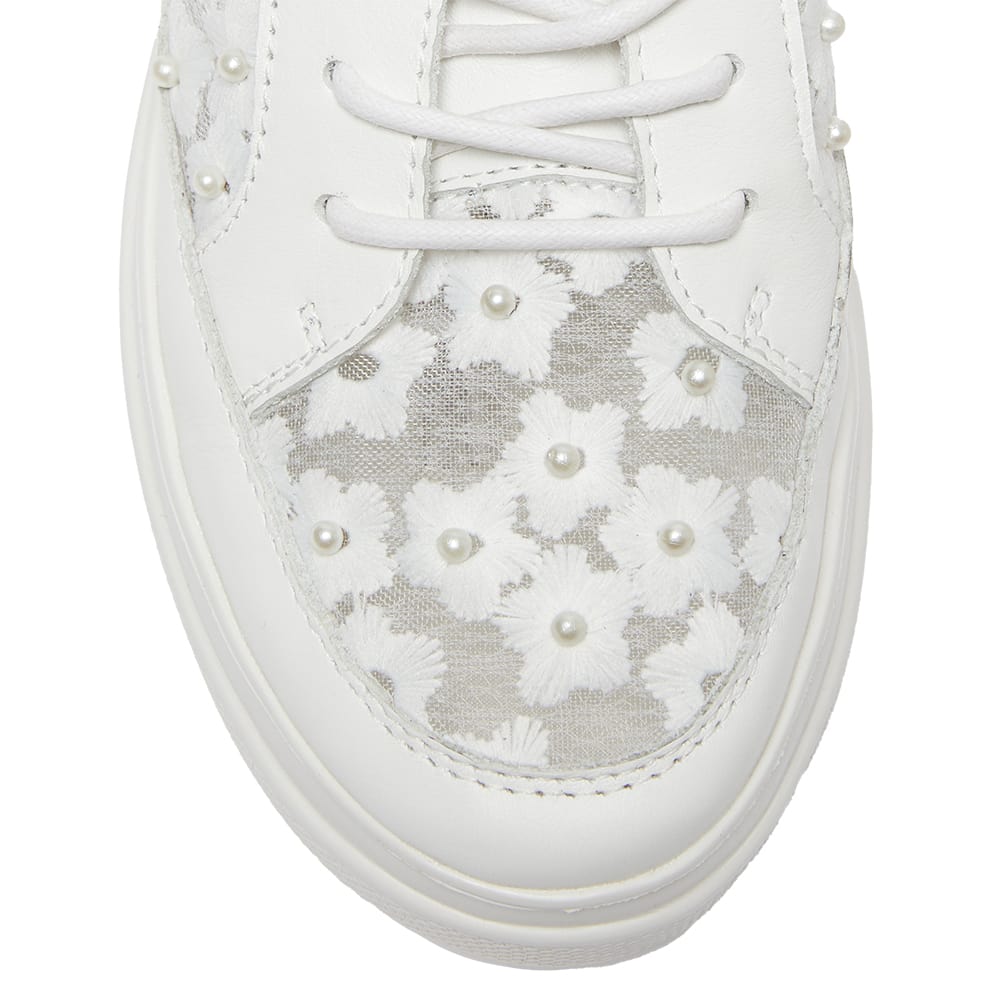 Benny Sneaker in White Pearl Leather