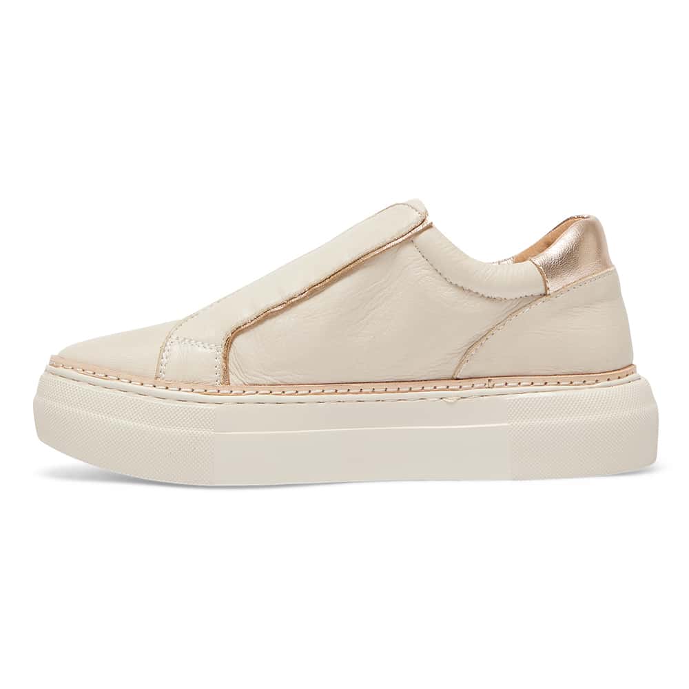 Buffy Sneaker in Ivory And Gold Leather