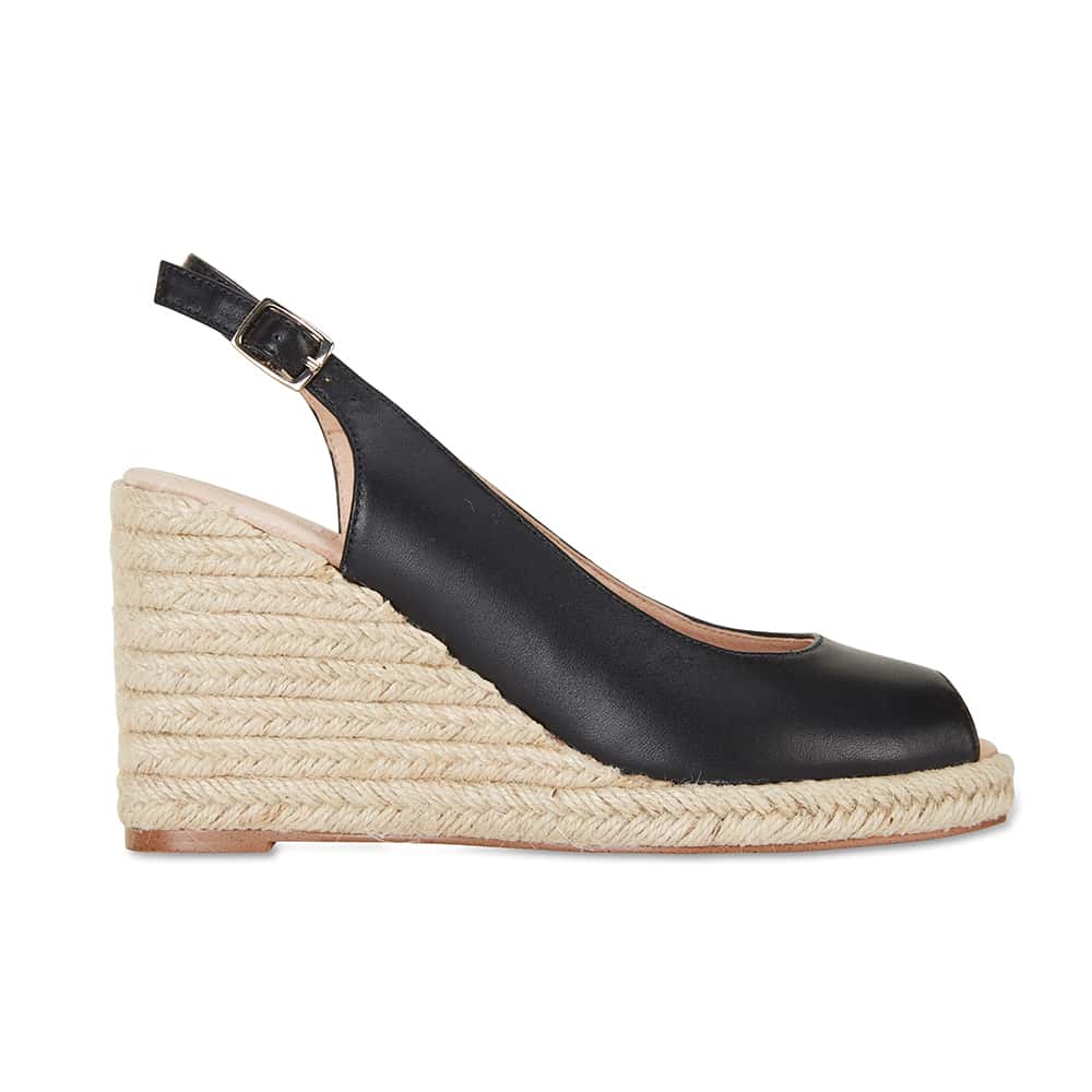 Dakota Espadrille in Black Leather