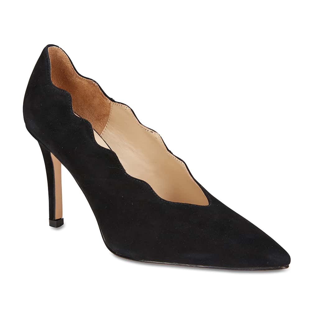 Della Heel in Black Suede