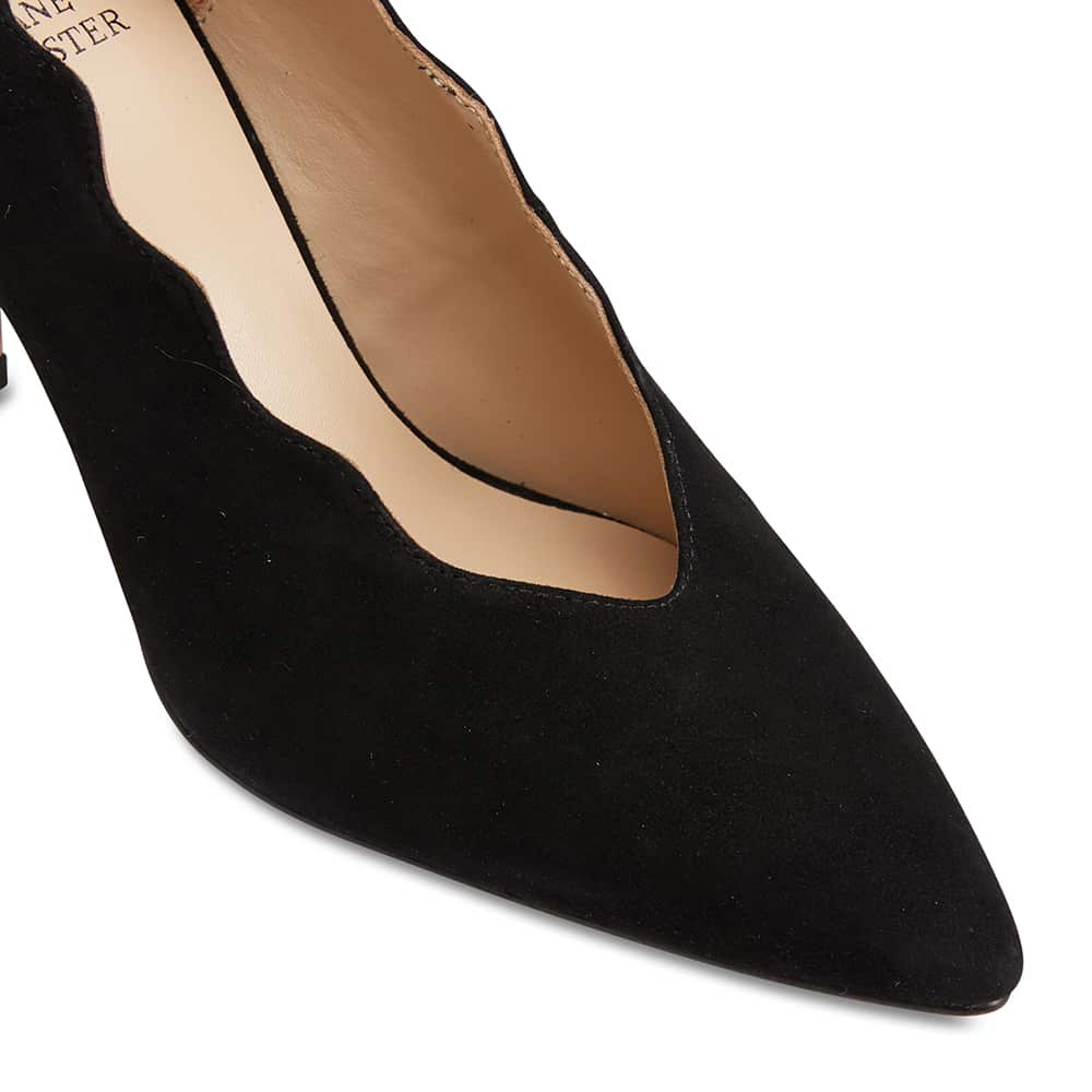 Della Heel in Black Suede