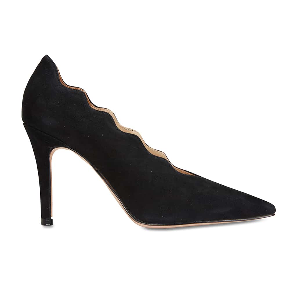 Della Heel in Black Suede