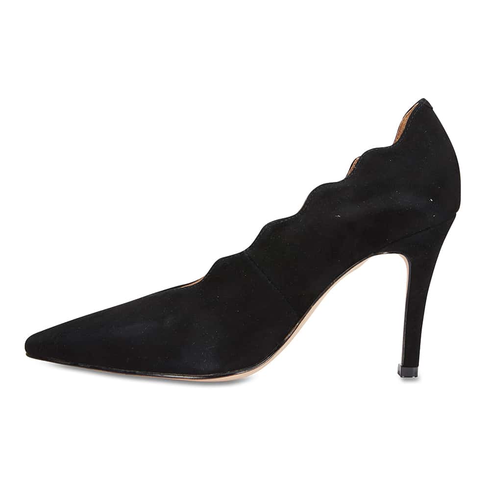 Della Heel in Black Suede
