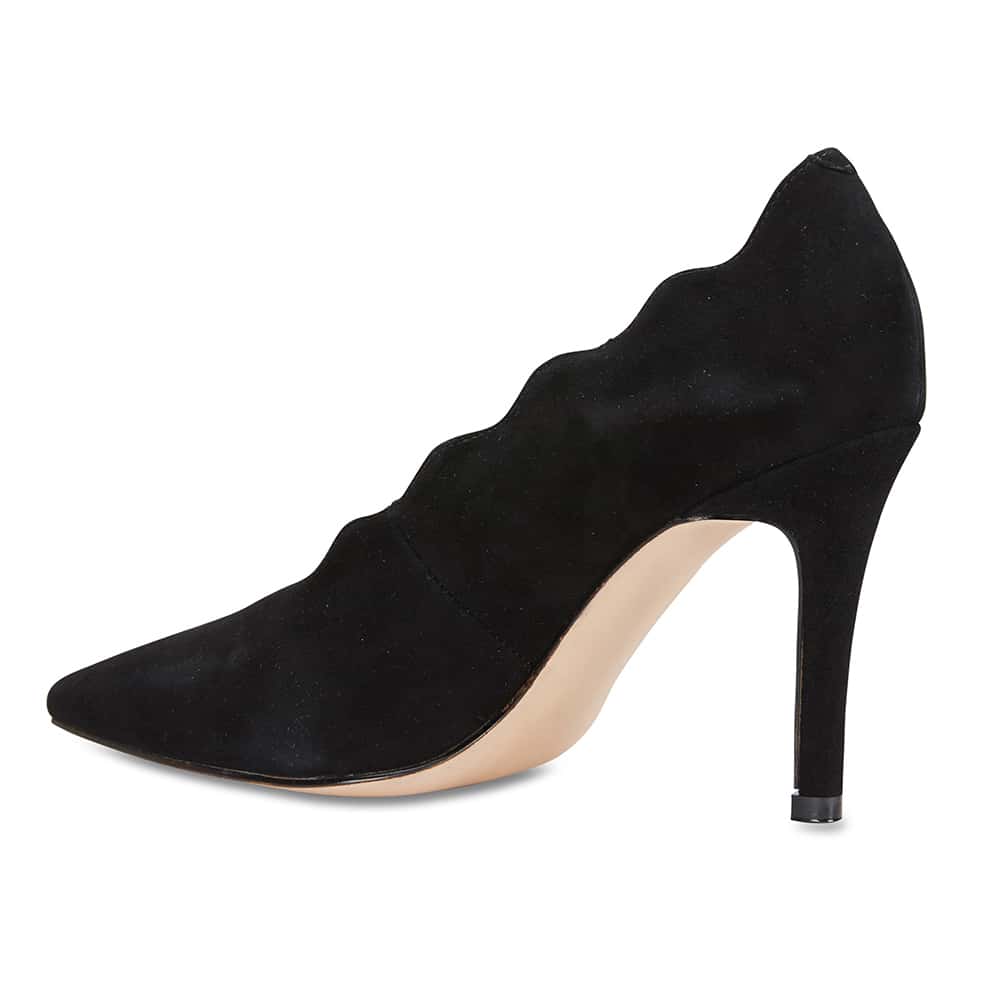 Della Heel in Black Suede