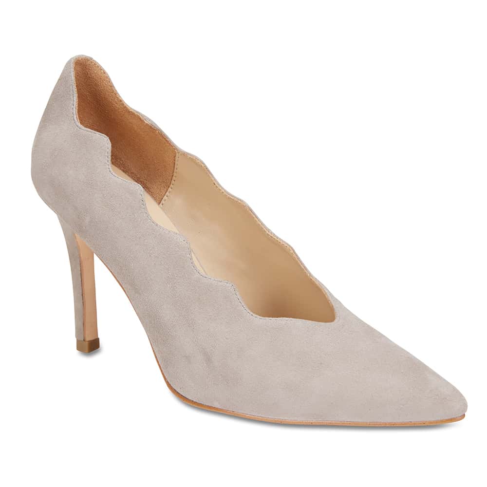 Della Heel in Grey Suede