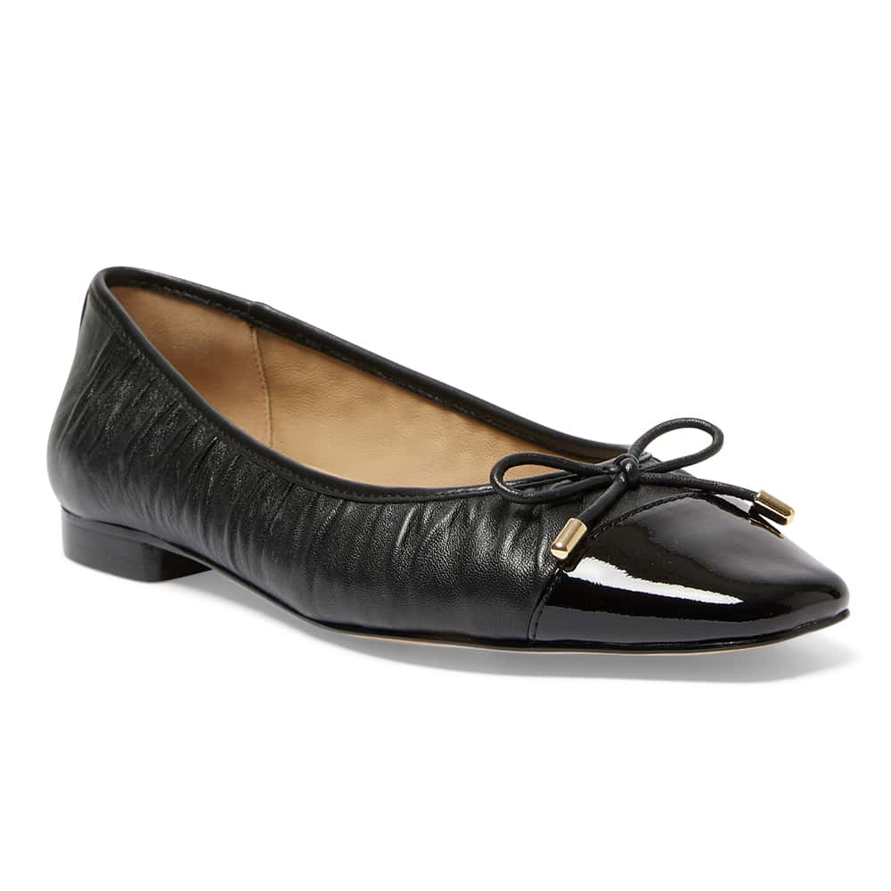 Fame Ballet Flat in Black On Black Leather