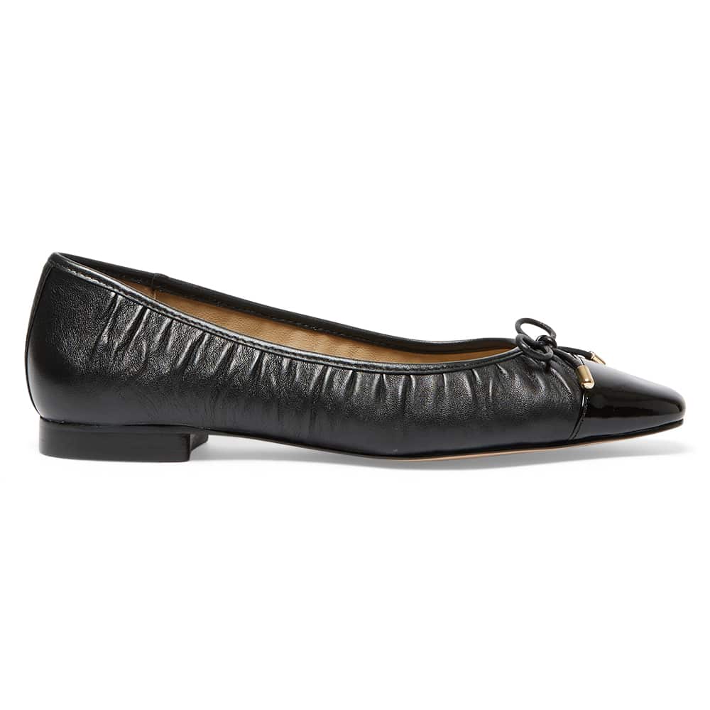 Fame Ballet Flat in Black On Black Leather