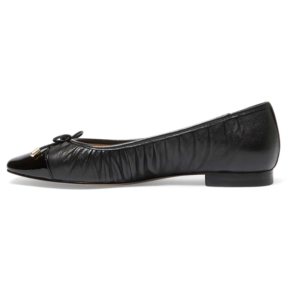Fame Ballet Flat in Black On Black Leather