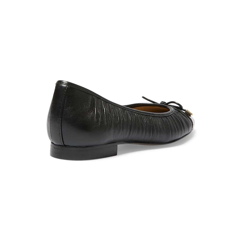 Fame Ballet Flat in Black On Black Leather