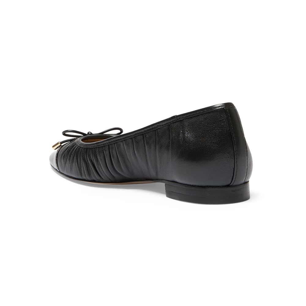 Fame Ballet Flat in Black On Black Leather