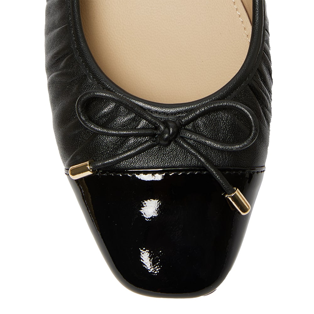 Fame Ballet Flat in Black On Black Leather