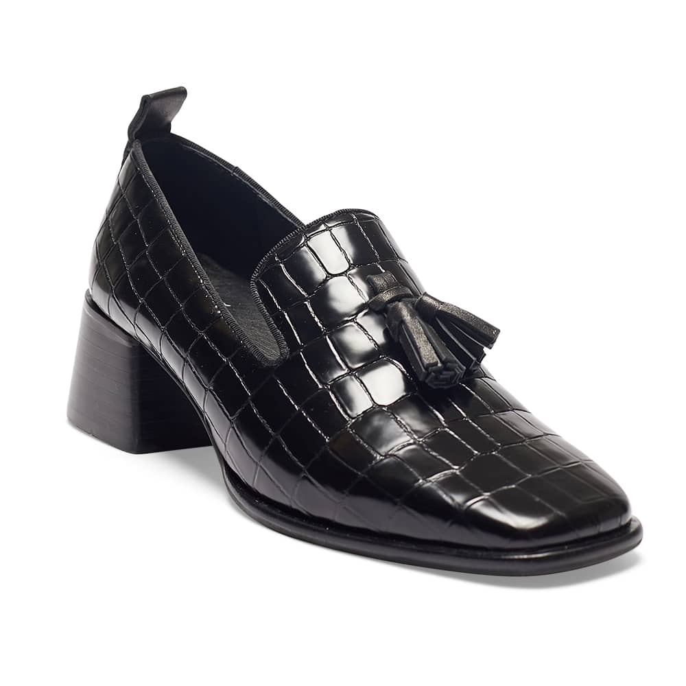 Famous Heel in Black Croc
