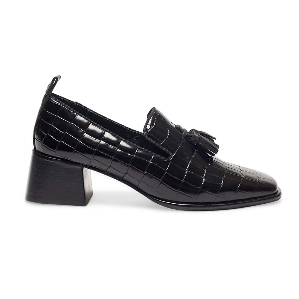 Famous Heel in Black Croc