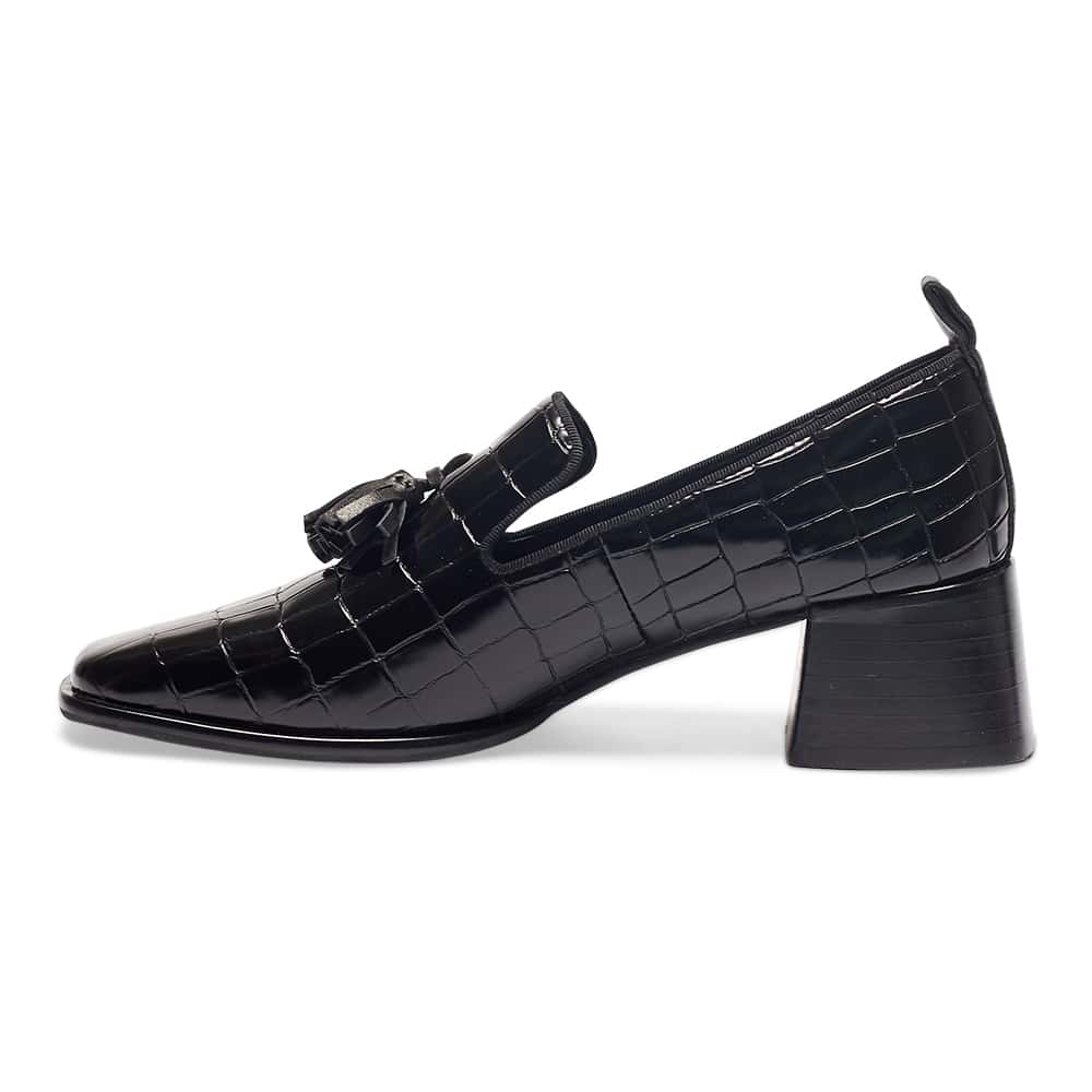 Famous Heel in Black Croc