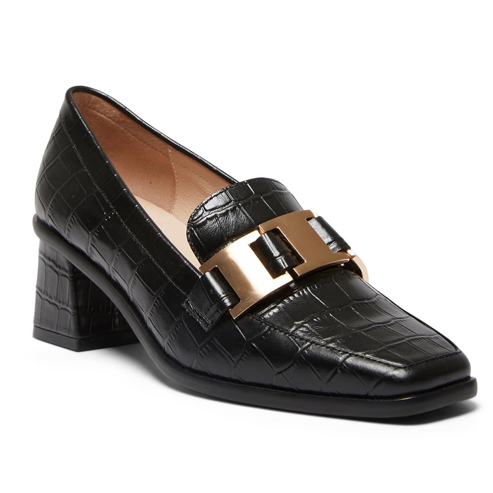 Gable Loafer in Black Croc