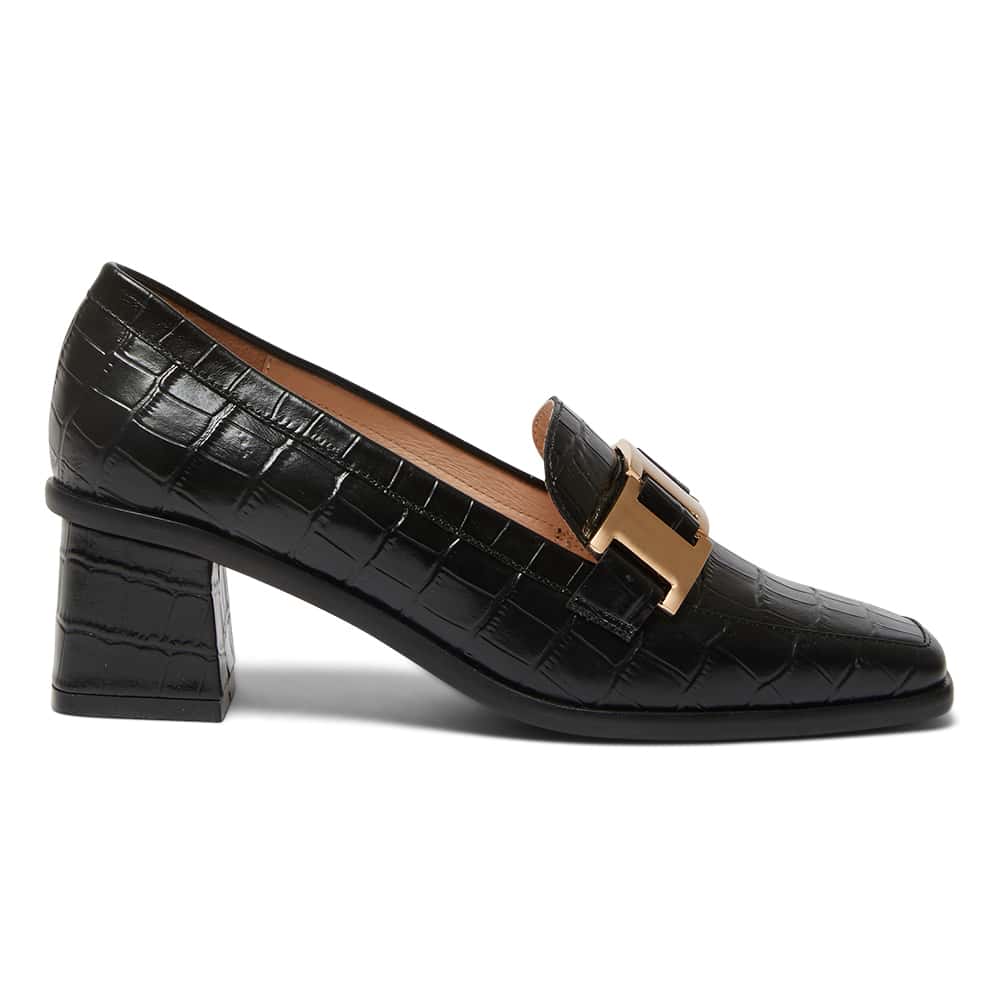 Gable Loafer in Black Croc