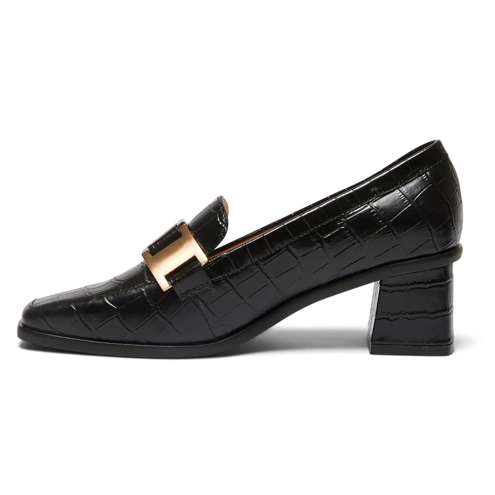 Gable Loafer in Black Croc