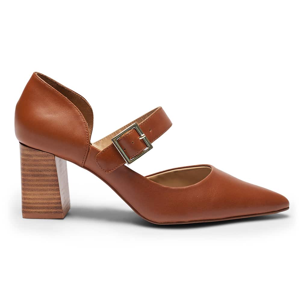 Giselle Heel in Cognac Leather Jane Debster Shoe HQ
