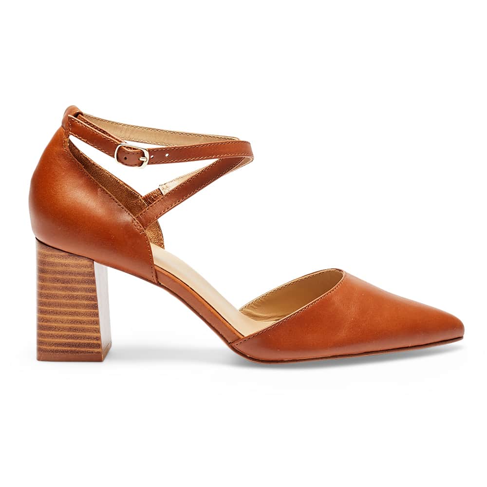Gwyneth Heel in Cognac Leather