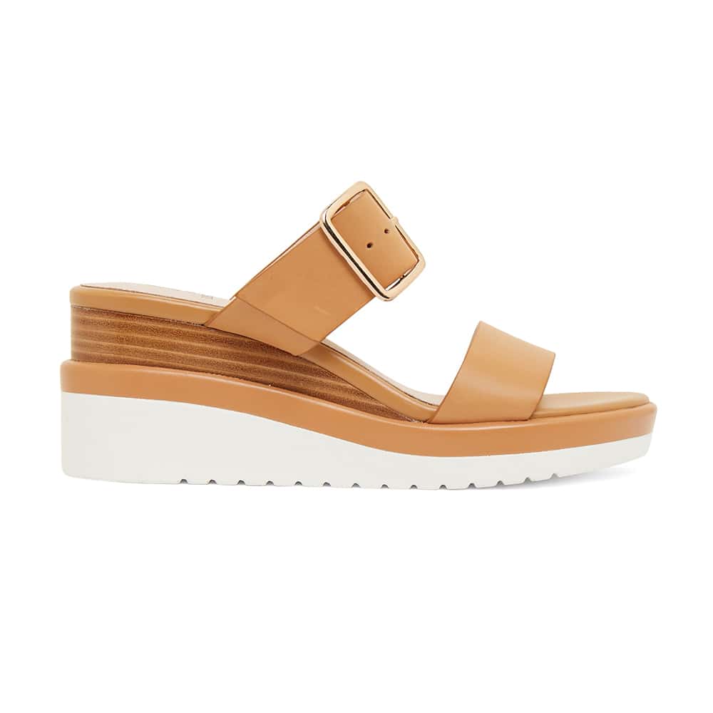 Indulge Wedge in Light Tan Leather