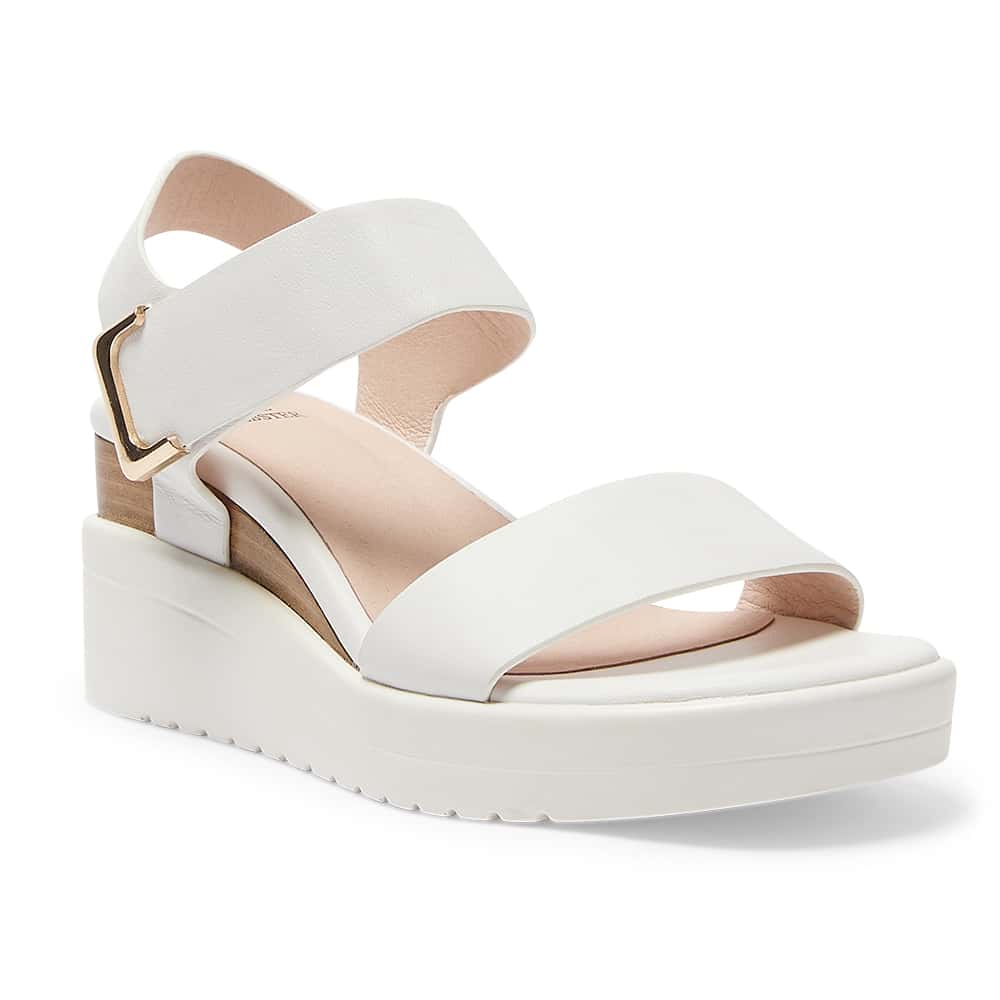 Iris Wedge in White Leather