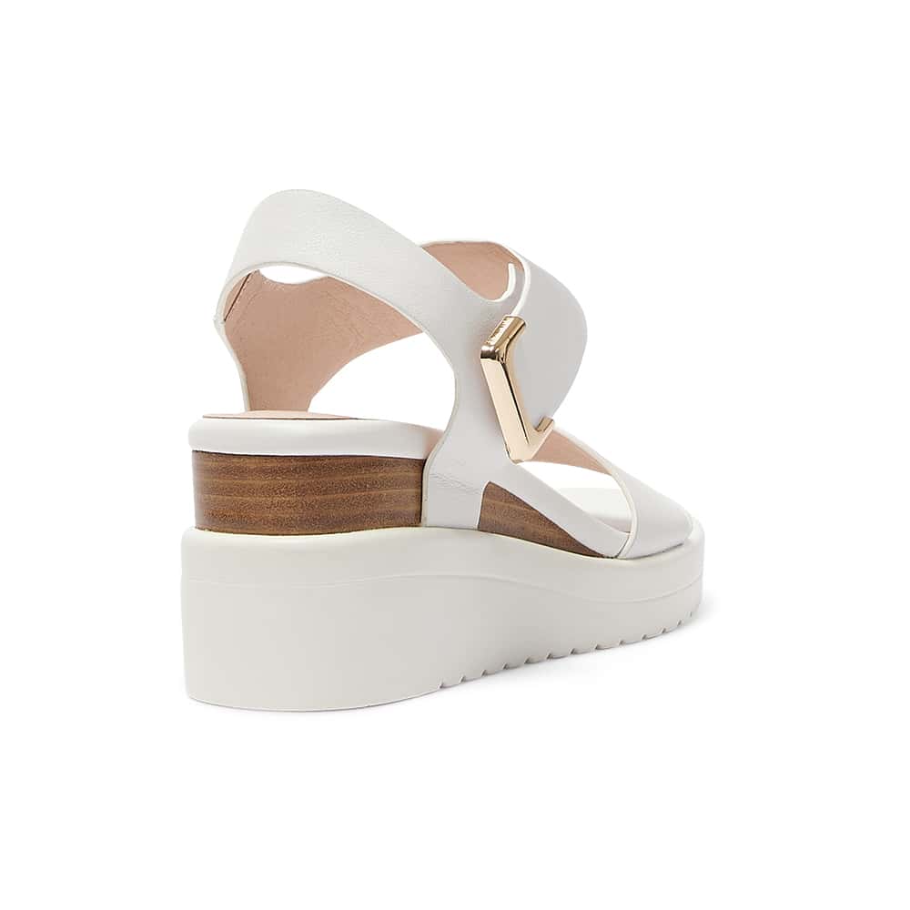 Iris Wedge in White Leather