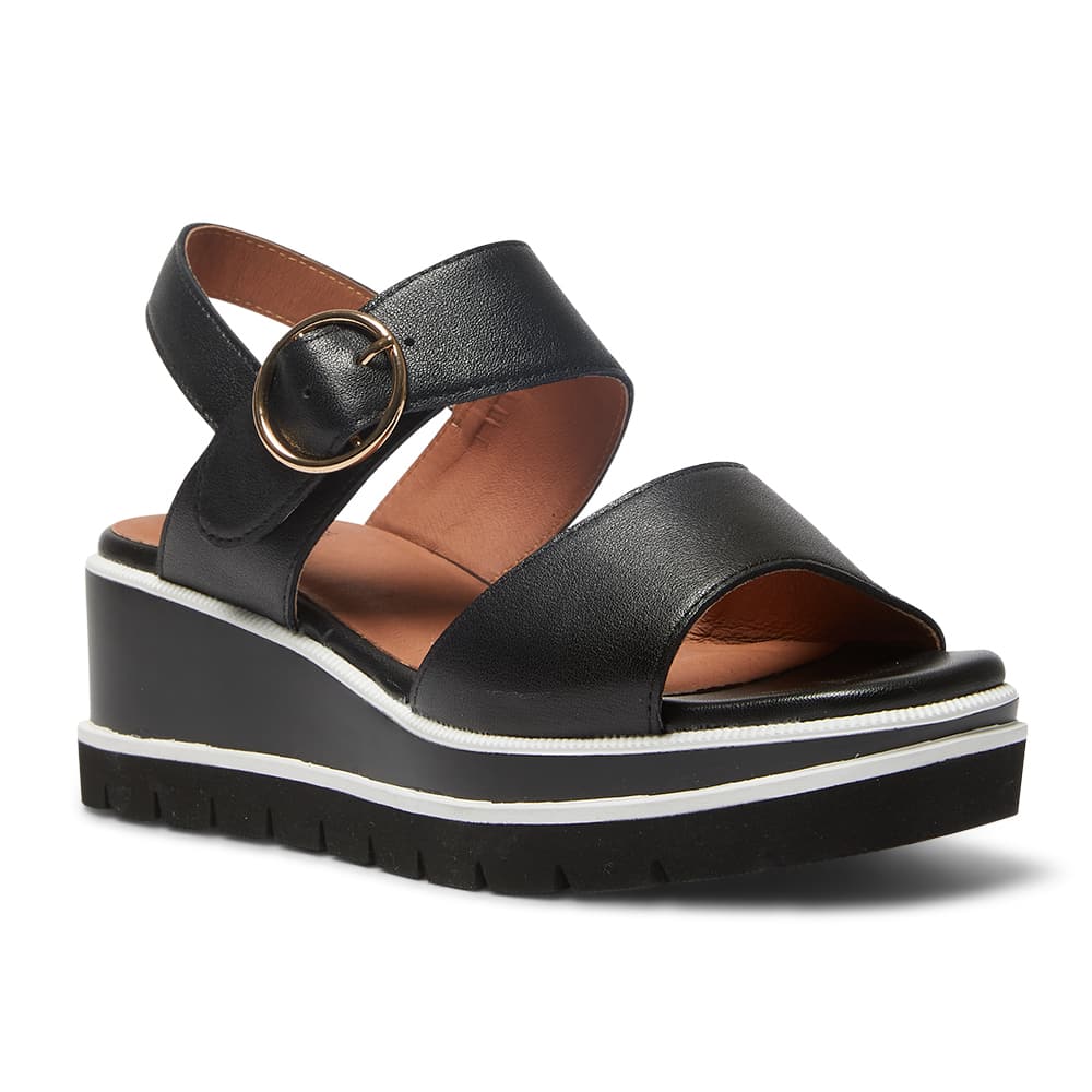 Jamaica Wedge in Black Leather