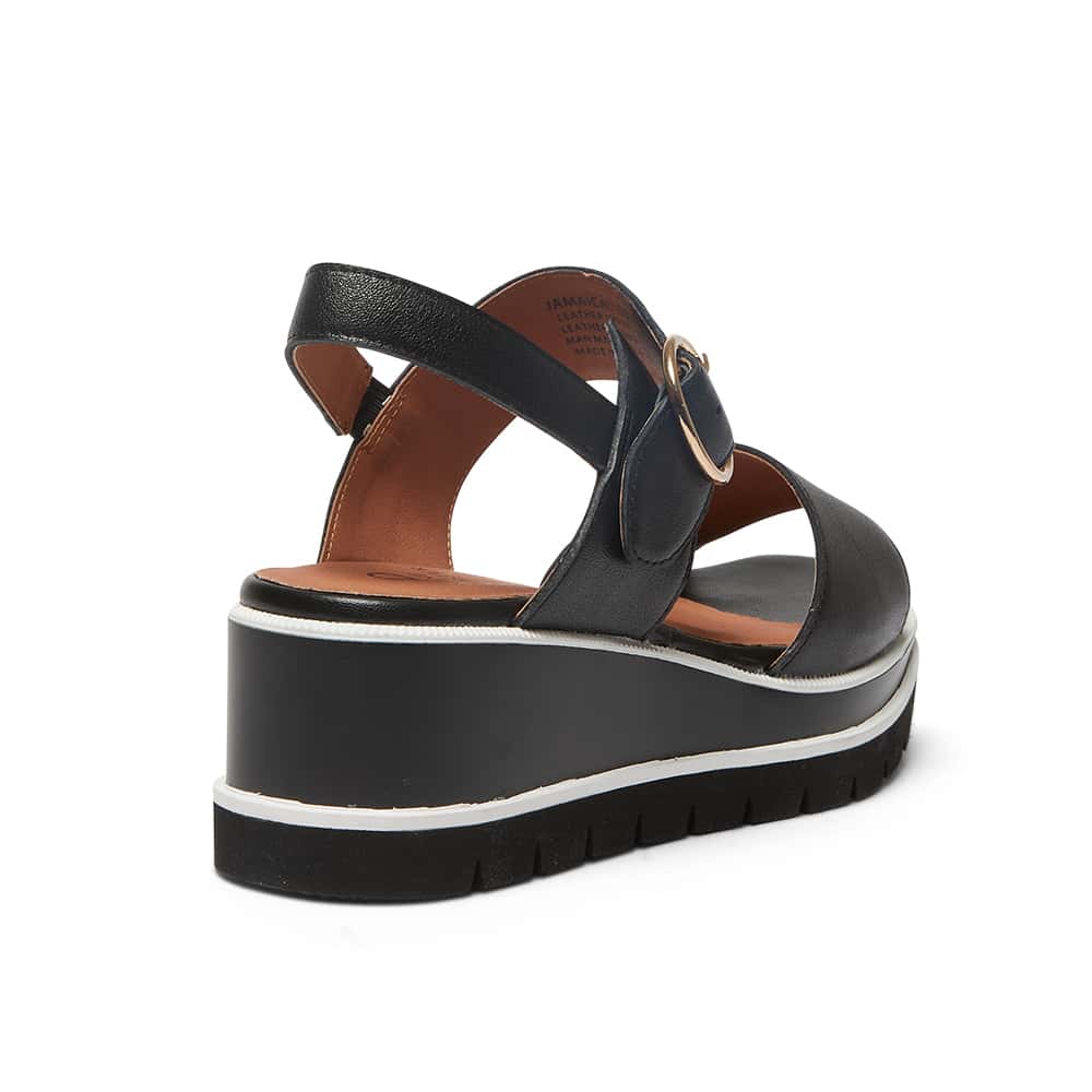 Jamaica Wedge in Black Leather