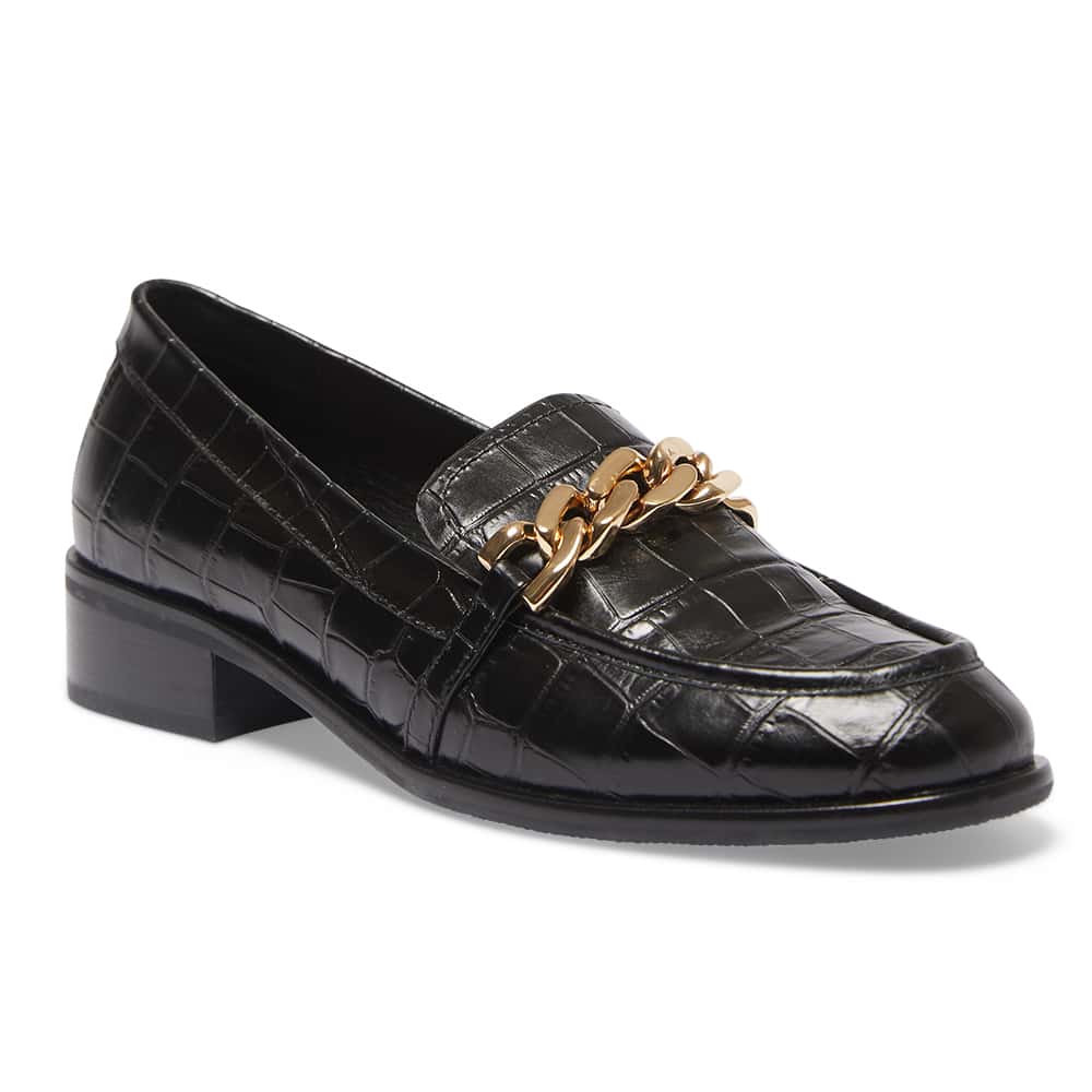 Kate Loafer in Black Croc Leather