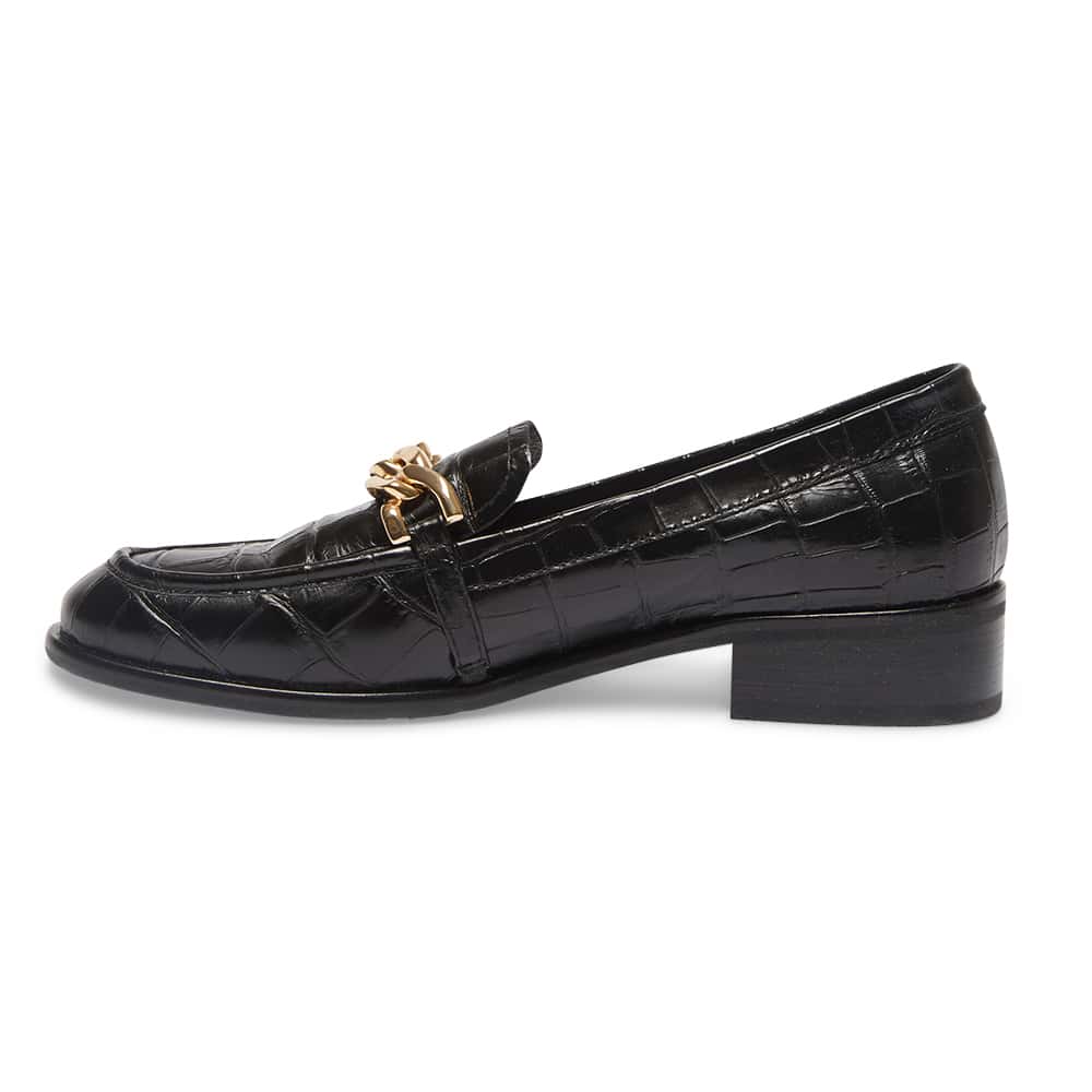 Kate Loafer in Black Croc Leather
