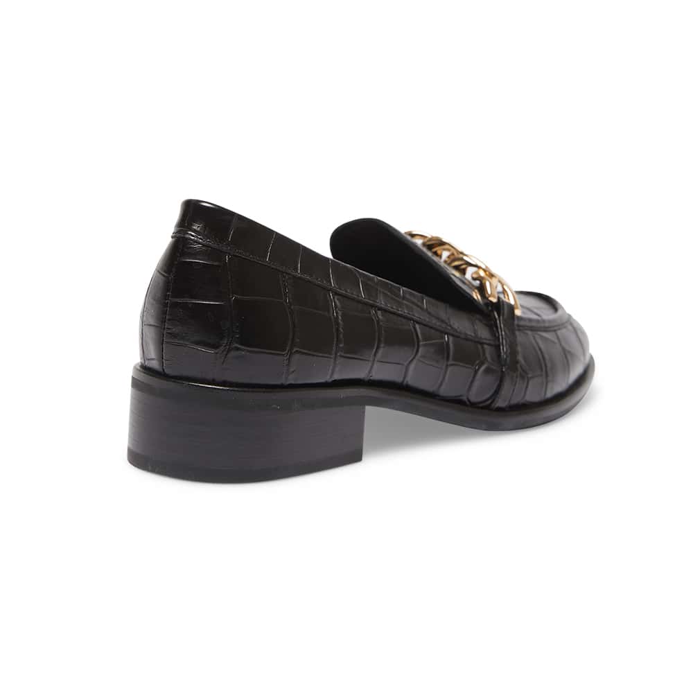 Kate Loafer in Black Croc Leather