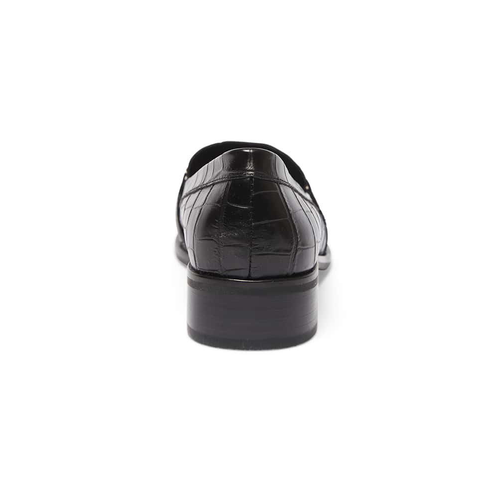 Kate Loafer in Black Croc Leather
