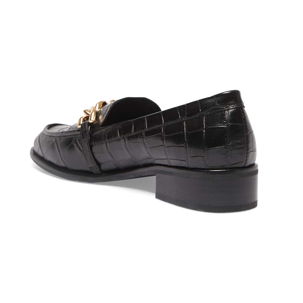Kate Loafer in Black Croc Leather