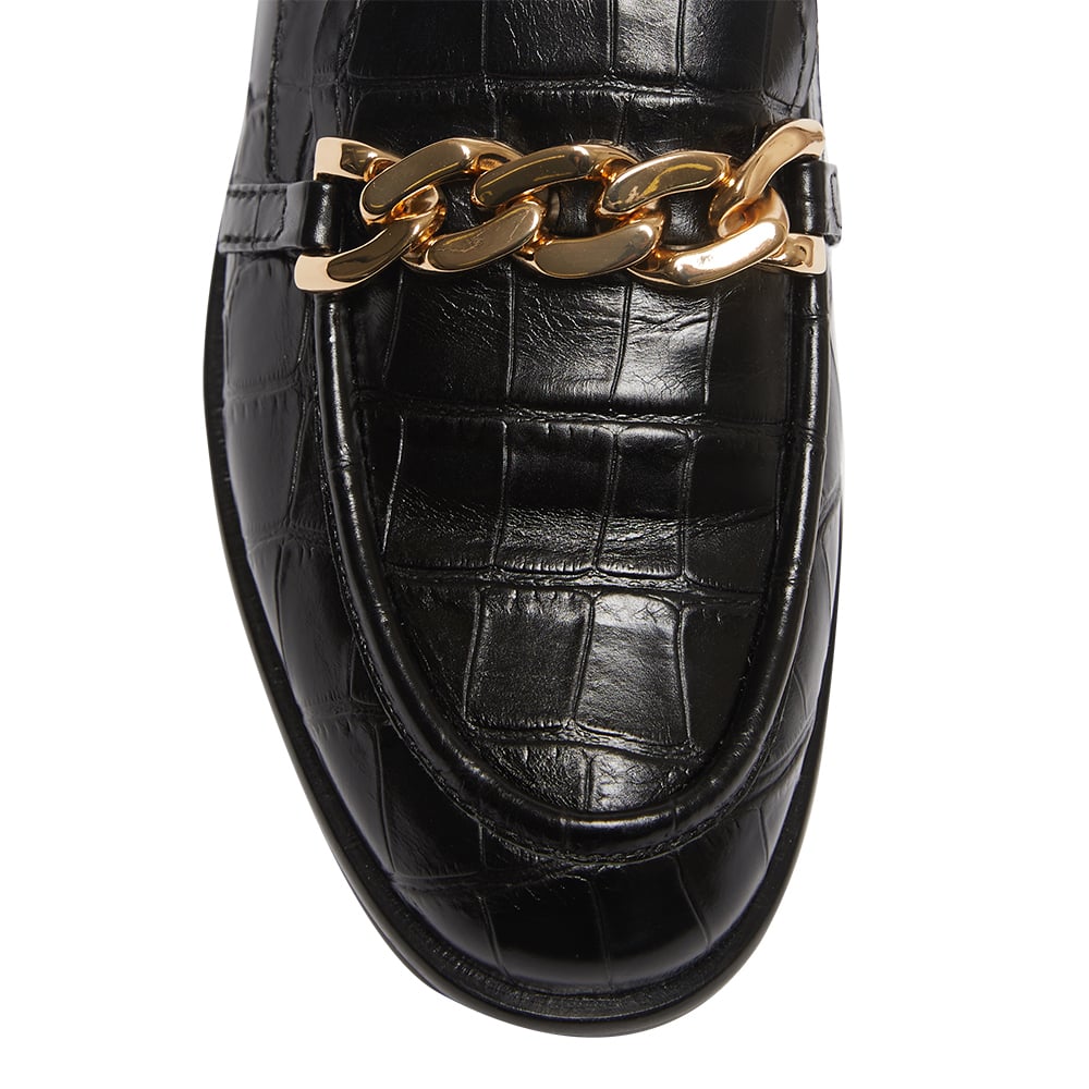 Kate Loafer in Black Croc Leather