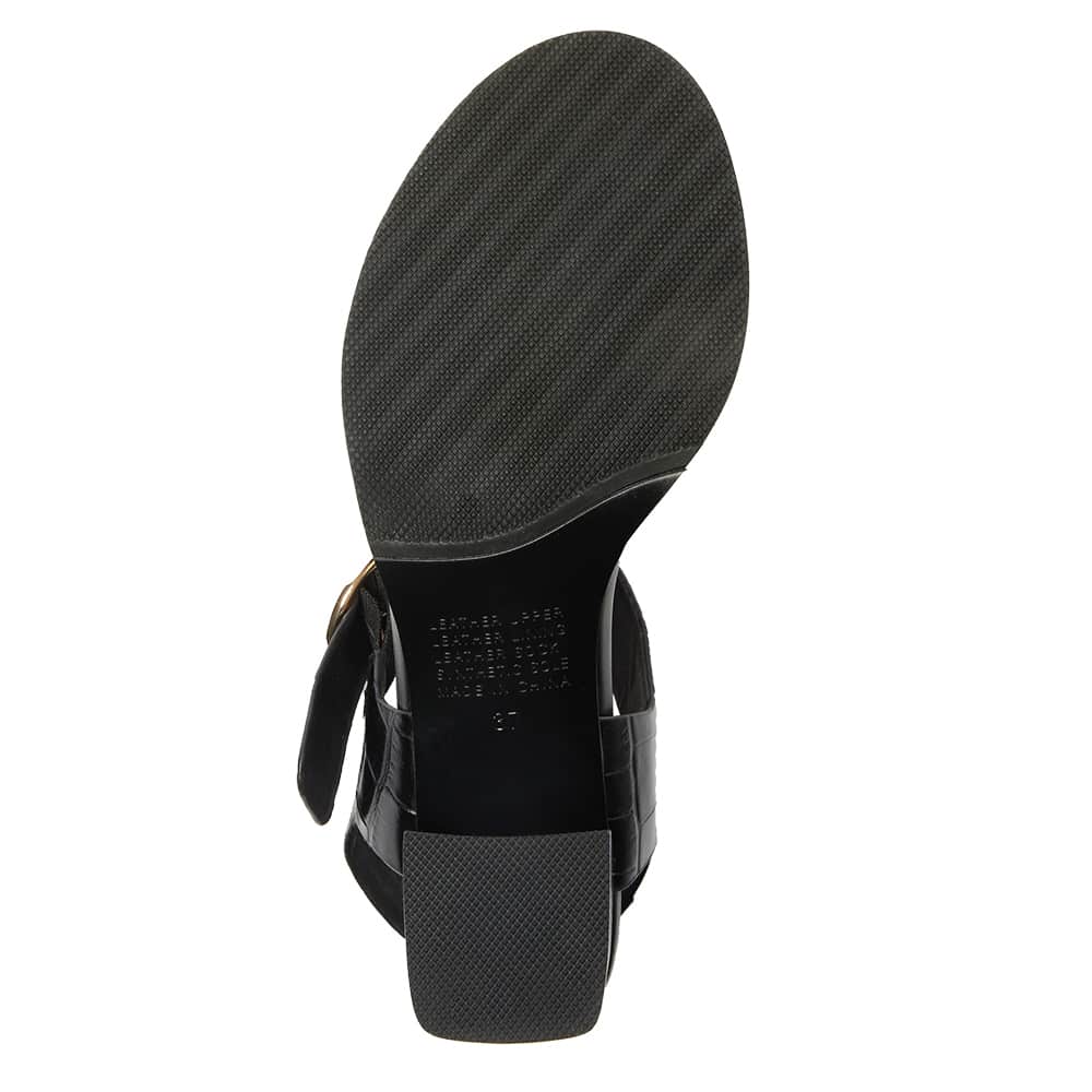 Nickel Heel in Black Croc Leather