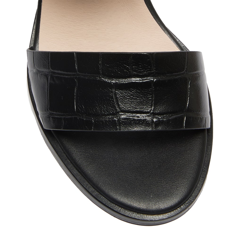 Nickel Heel in Black Croc Leather