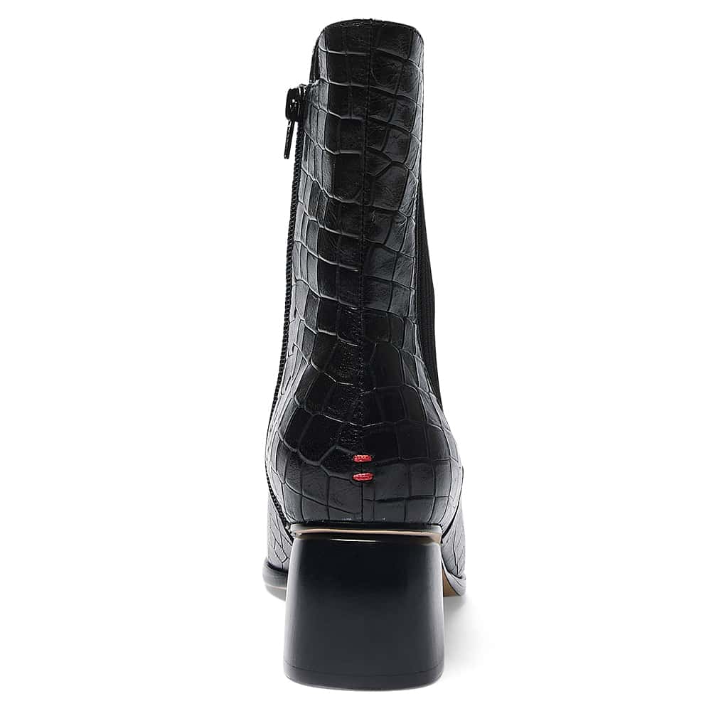 Pedro Boot in Black Croc Leather
