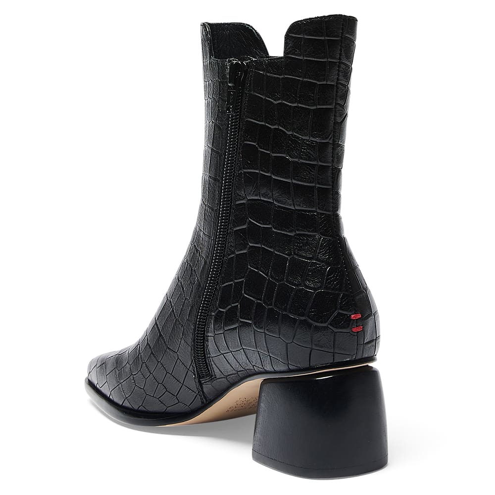 Black leather croc boots sale