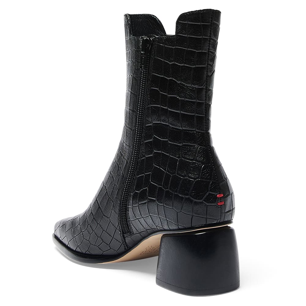 Pedro Boot in Black Croc Leather
