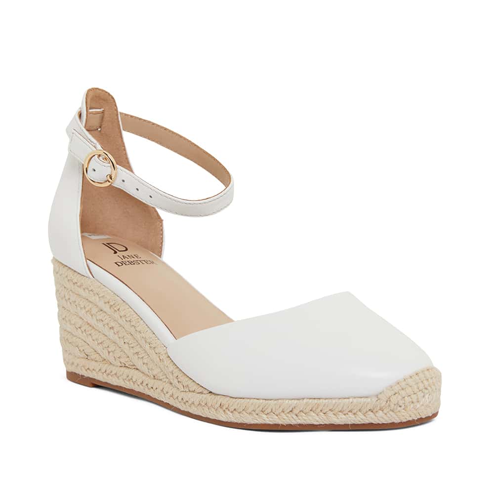 Peru Wedge in White Leather