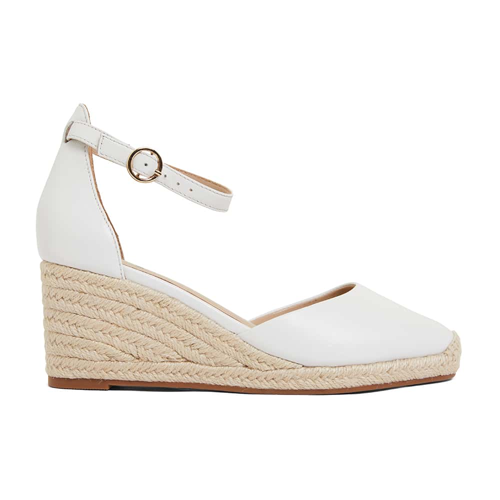 Peru Wedge in White Leather