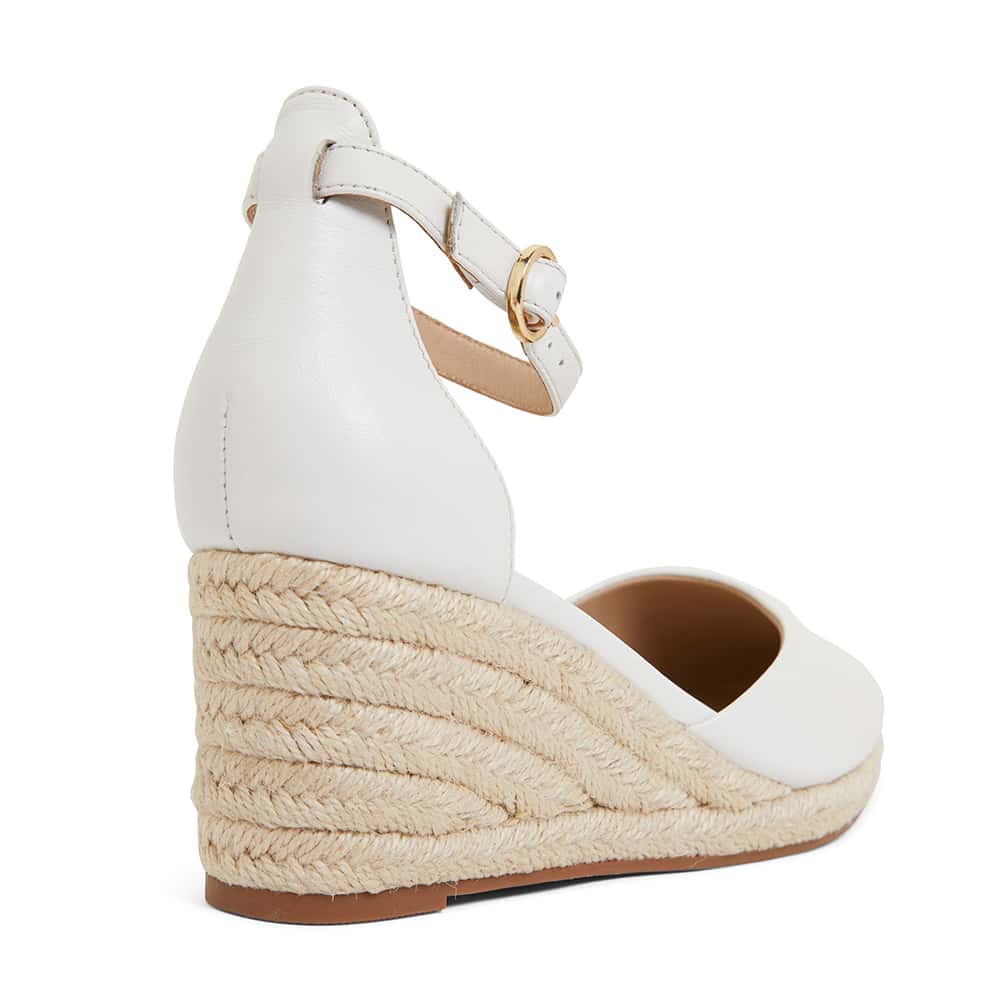 Peru Wedge in White Leather
