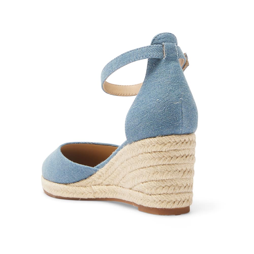 Peru Wedge in Denim Fabric