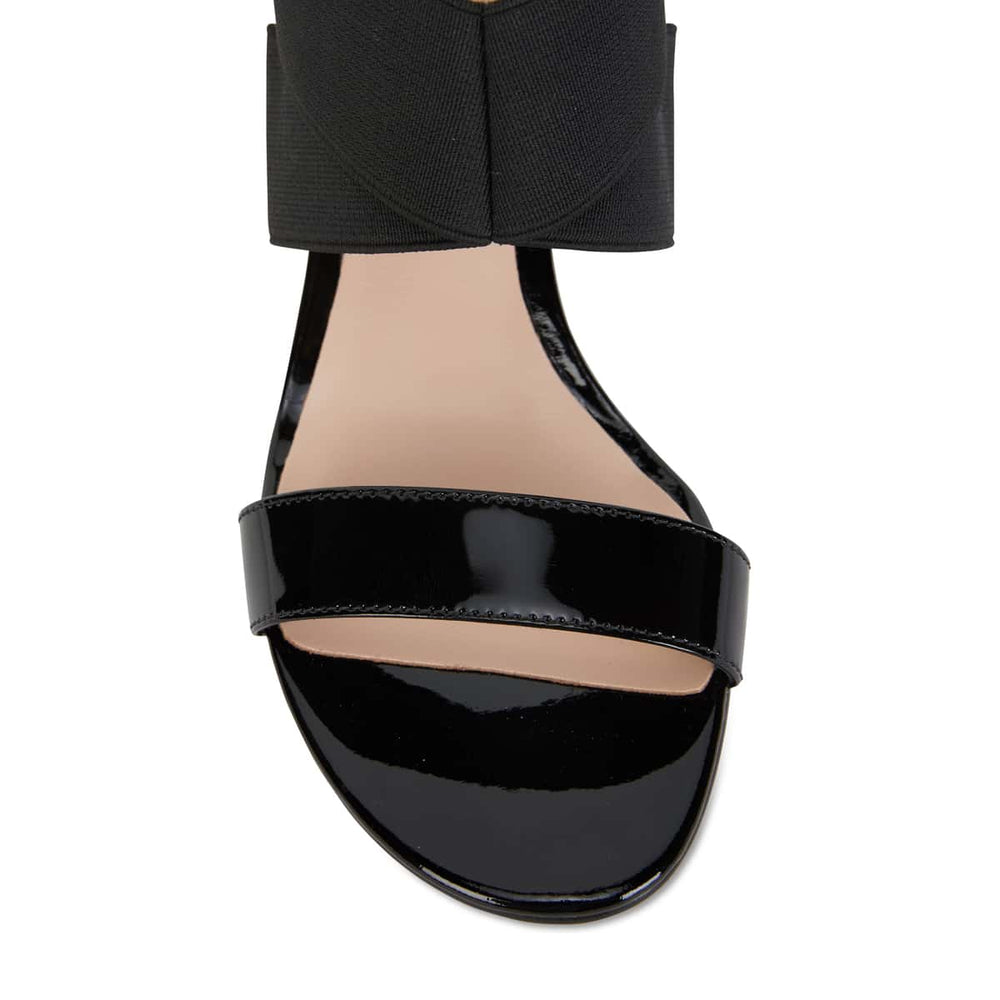 Petal Heel in Black Leather