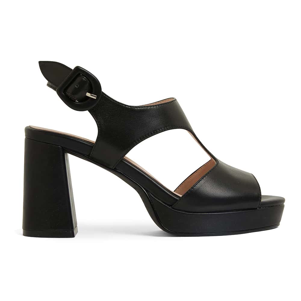 Piazza Heel in Black Leather