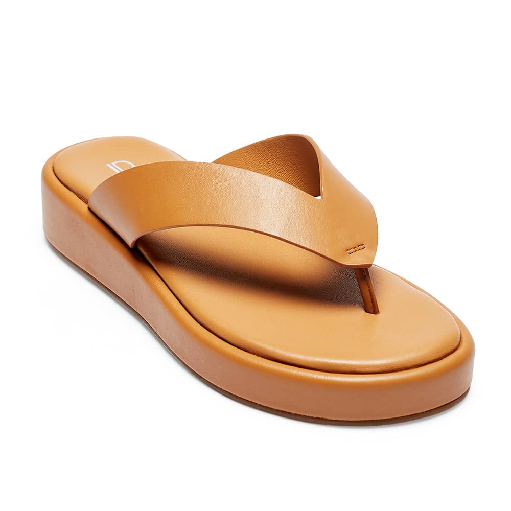 Rally Slide in Tan Leather